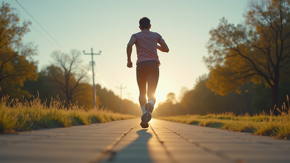 Eye-level view of a person doing high-intensity interval training outdoors
