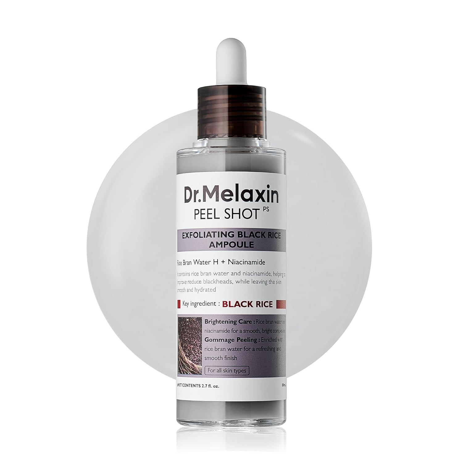 Dr.Melaxin Peel Shot Glow Black Rice Peeling Ampoule 80ml, Dead Skin Remover Gen