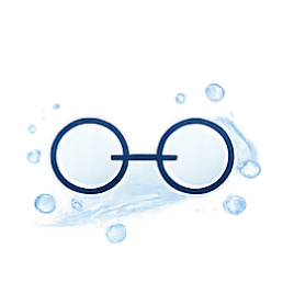 Icon of an oxygen molecule with water droplets.