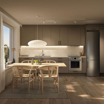 Modernt kök och matplats i Villa Elisabeth