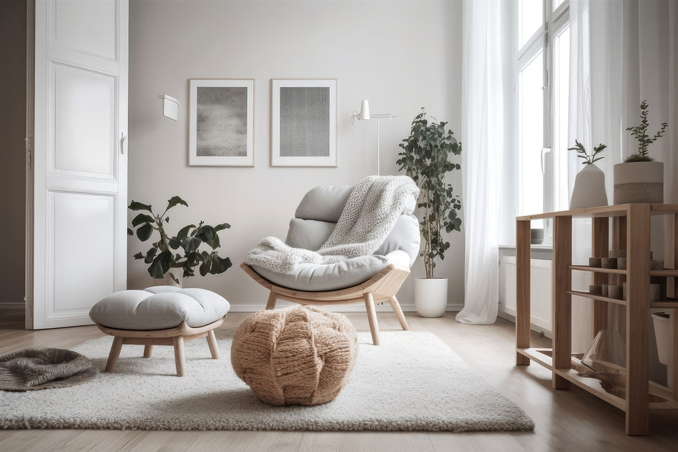 Rent och ljust vardagsrum, redo för visning