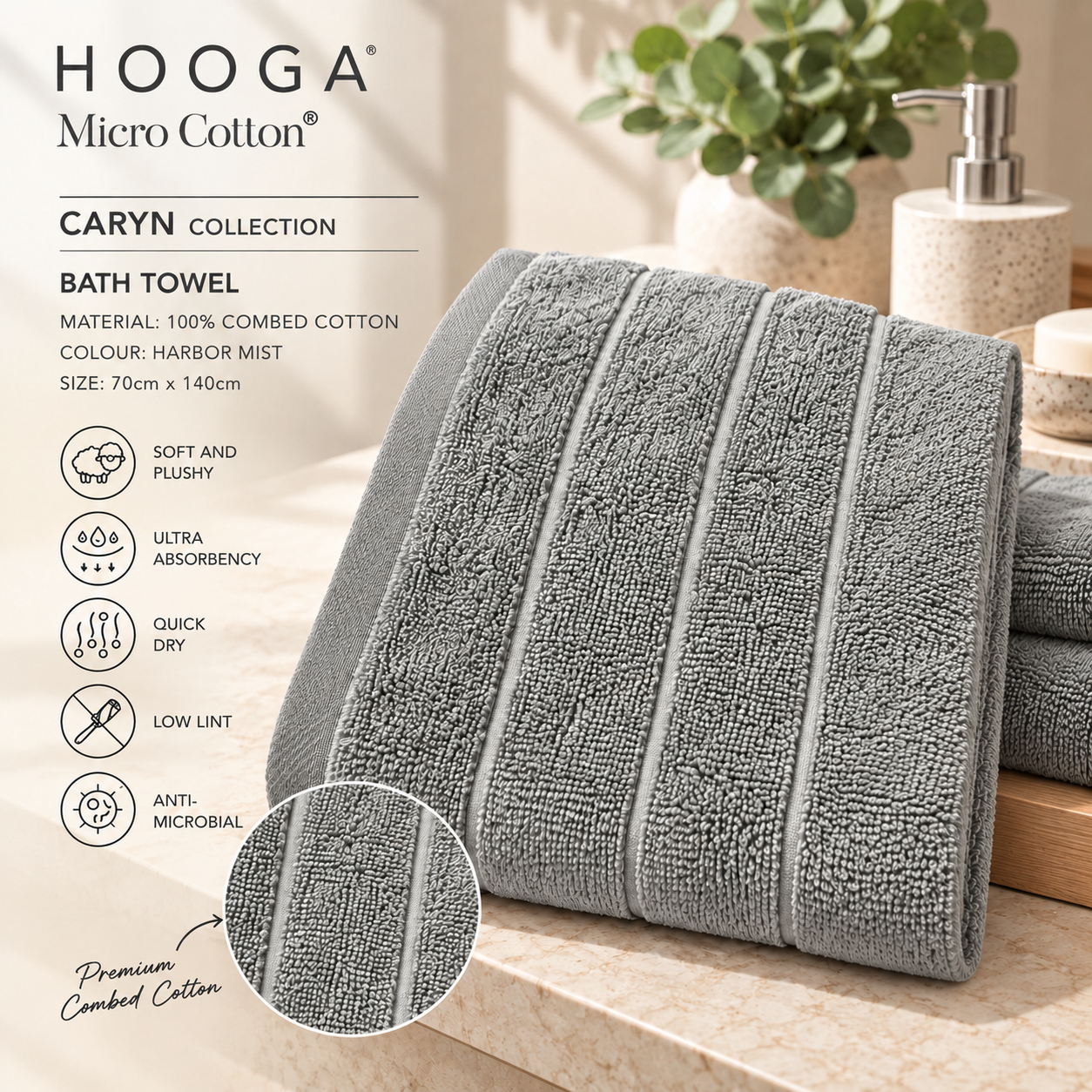 HOOGA CARYN Q Bath Towel 70cm x 140cm