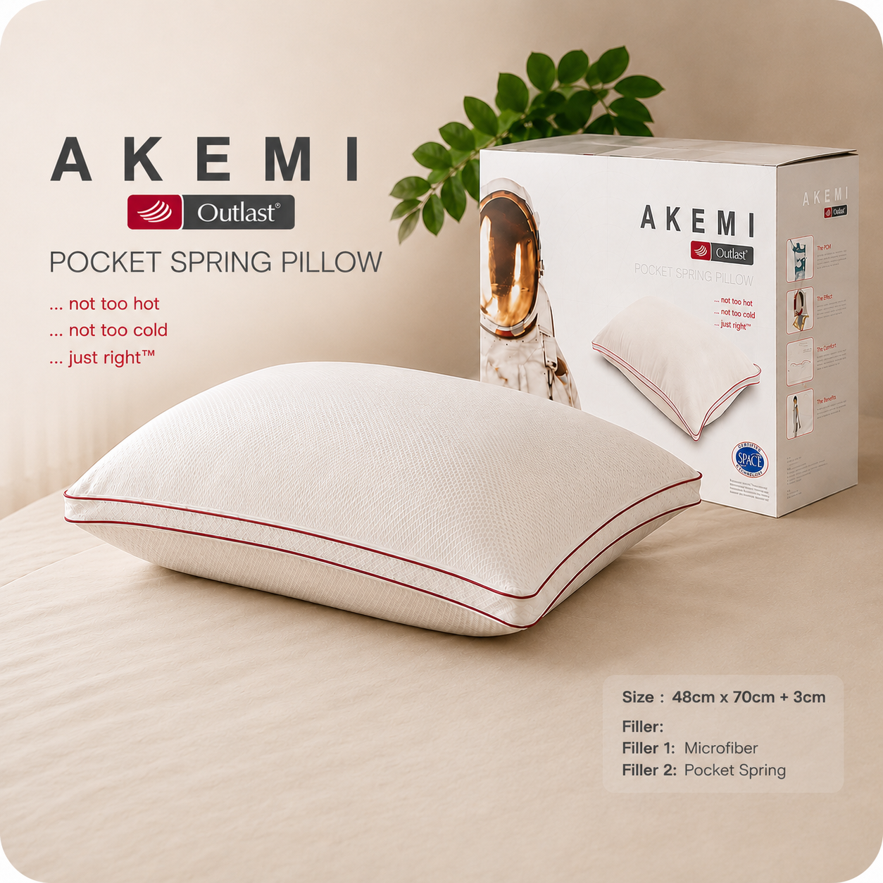AKEMI Outlast Pocket Spring Pillow