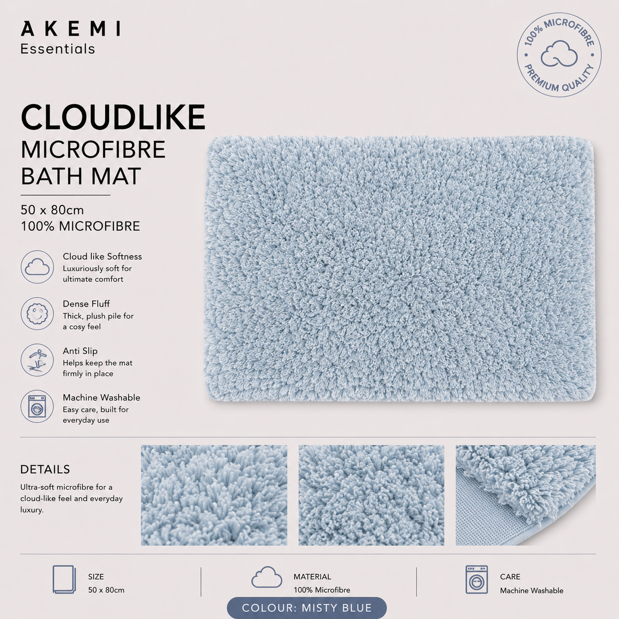 AKEMI Cloudlike Bath Mat 50x80cm