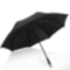 Full-length men's black umbrella fully opened, showing durable canopy