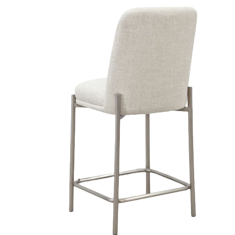 Miniatura: Dion Upholstered Counter Stool in Natural Light Linen and Brushed Nickel Metal
