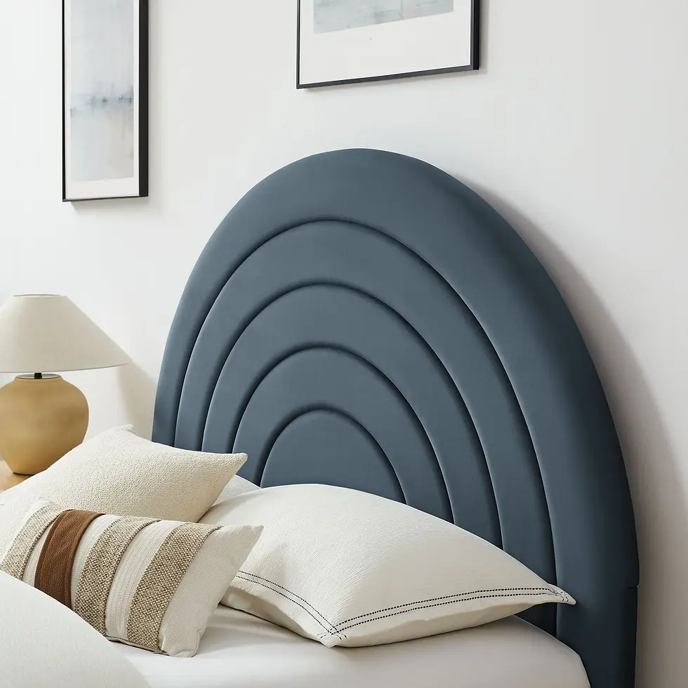 Thumbnail: Solana Arched Performance Velvet Platform Bed – Cadet Blue