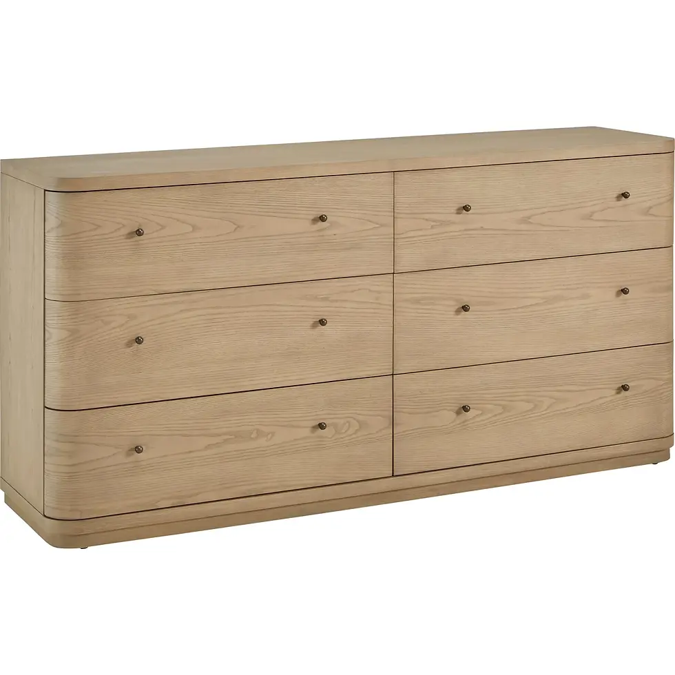 Thumbnail: Penny Six Drawer White Ash Dresser in Buff Cream