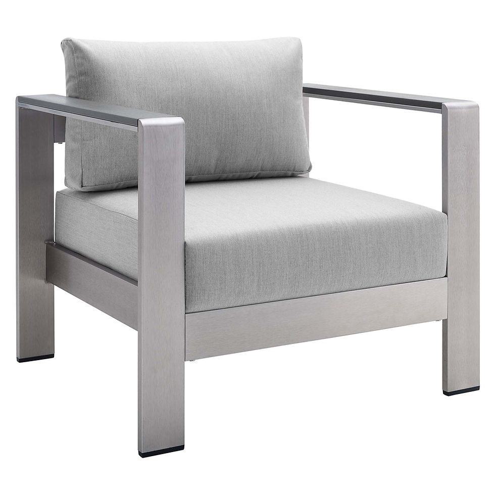 Miniatura: Shore 7 Piece Sunbrella® Fabric Outdoor Patio Aluminum Set in Silver Gray