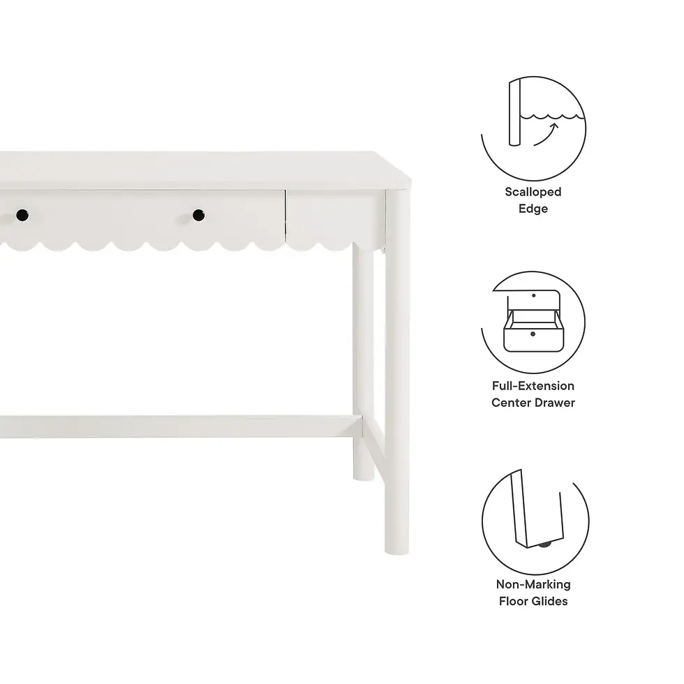 Thumbnail: Emmeline 1-Drawer Scallop Writing Desk