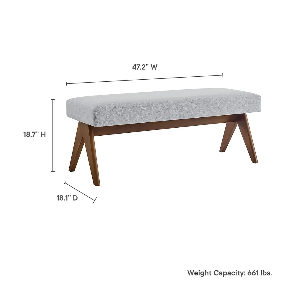 Miniatura: Lyra 47" Fabric Upholstered Bench in Light Gray