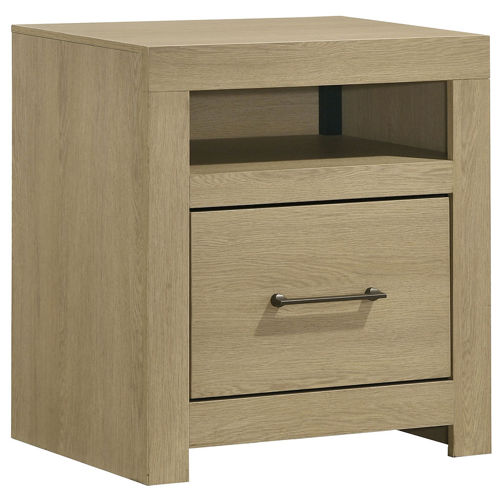 Miniatura: Hendricks 1-Drawer Nightstand with Cubby – Light Oak
