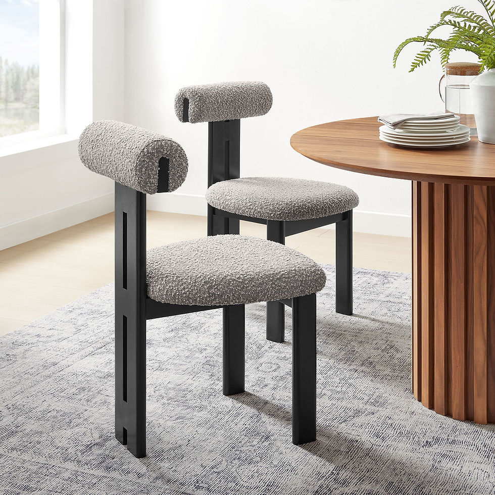 Miniatura: Torian Boucle Fabric Dining Chairs – Set of 2 (Multiple Color Options)
