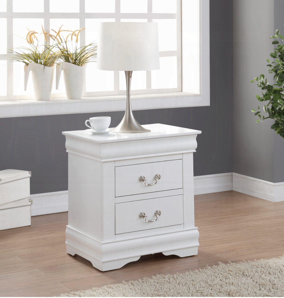 Louis Philippe Nightstand – White Finish