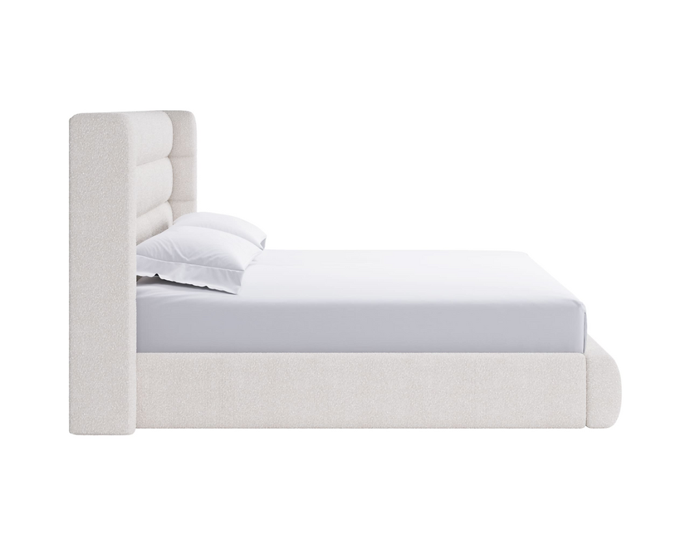 Miniatura: Frank Upholstered Wingback Platform Bed – Cottage Cheese Boucle