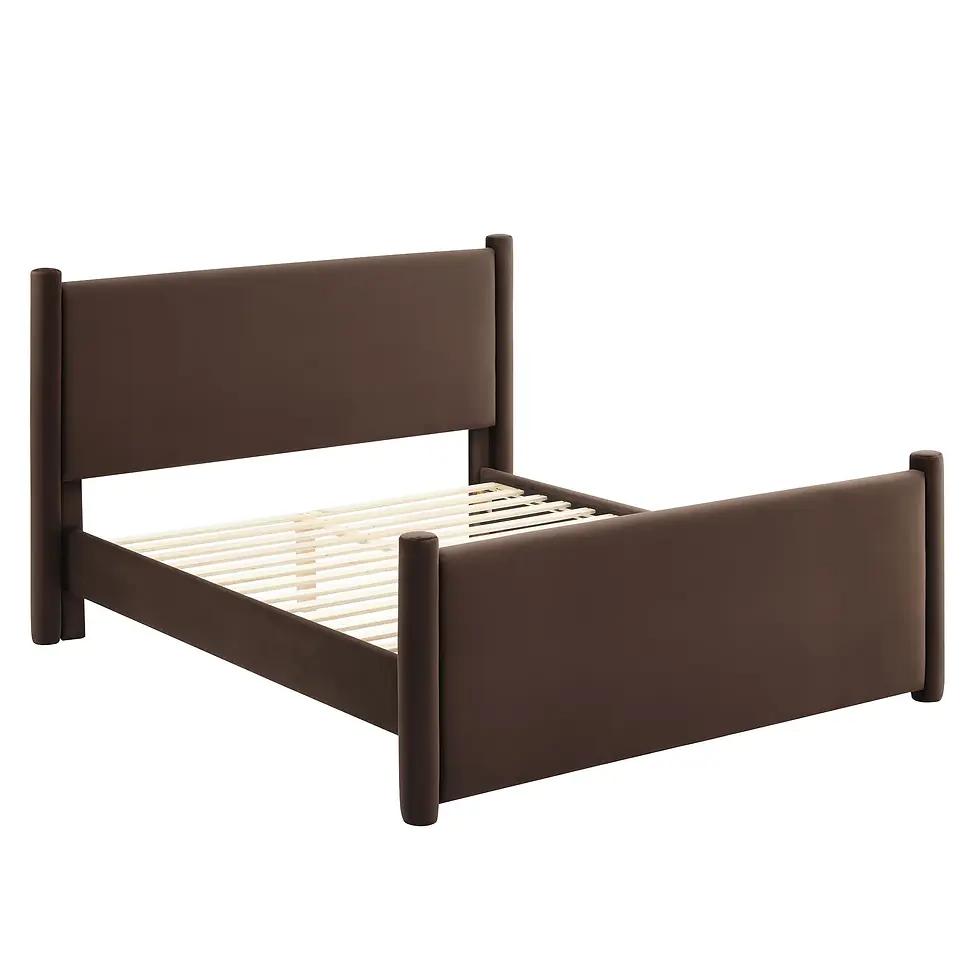 Thumbnail: Rael Performance Velvet Platform Bed – Chocolate Brown