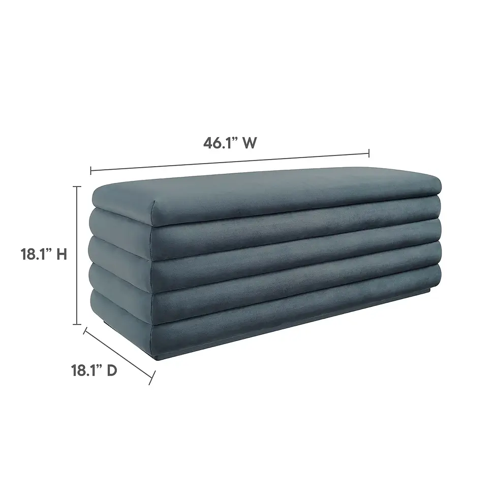 Miniatura: Mezzo Upholstered Performance Velvet Storage Bench in Cadet Blue