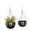 Thumbnail: Black Metal Hanging Dome Indoor Outdoor Wall Planter with Chain, Set of 2