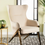 Miniatura: Walker Upholstered Wingback Accent Chair – Cream & Bronze