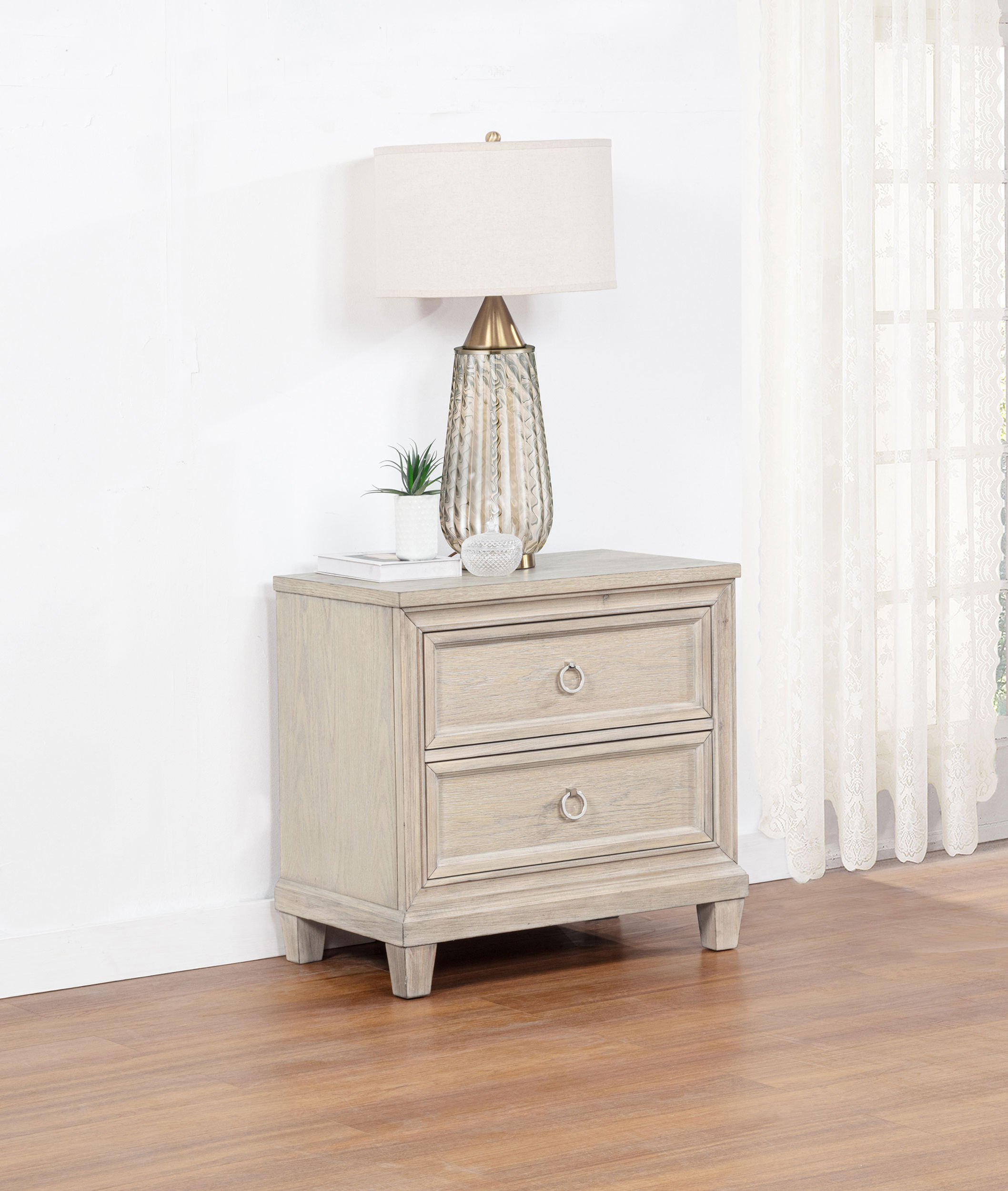 Pembroke 2-Drawer Nightstand – Washed Oak