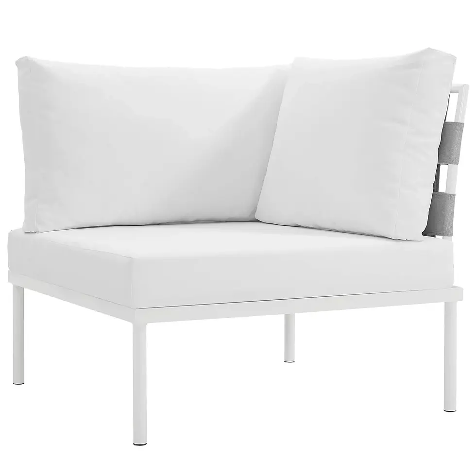 Thumbnail: Harmony 6 Piece Outdoor Patio Aluminum Sectional Sofa Set in White White