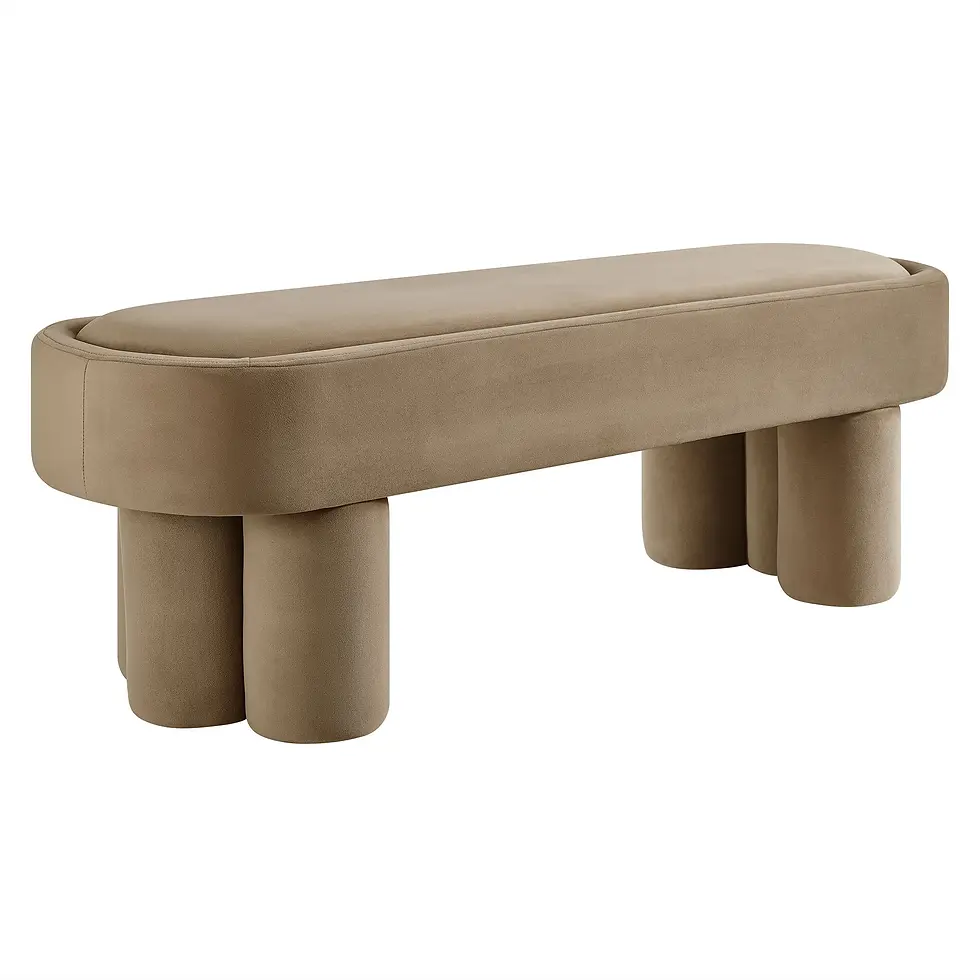 Thumbnail: Mossi Oval Performance Velvet Accent Bench in Taupe