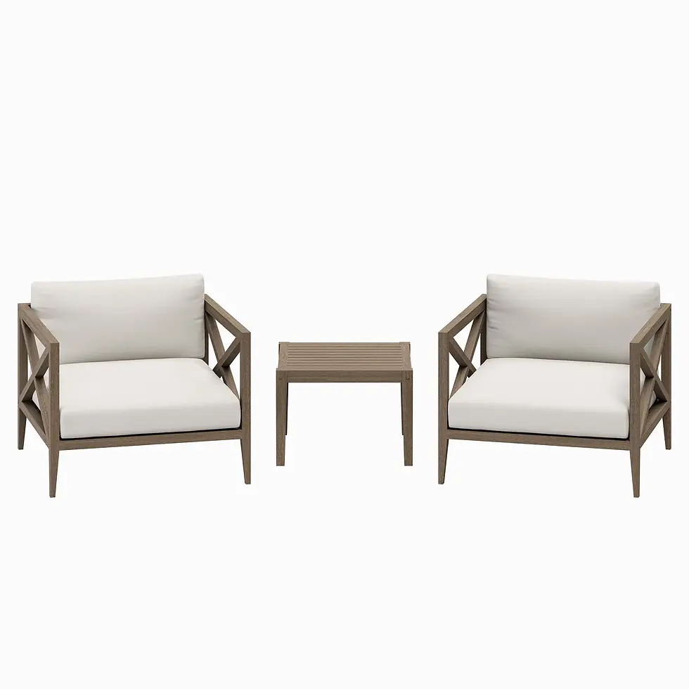 Miniatura: Northlake 3-Piece Outdoor Teak Wood Furniture Set with Armchair and Side Table i