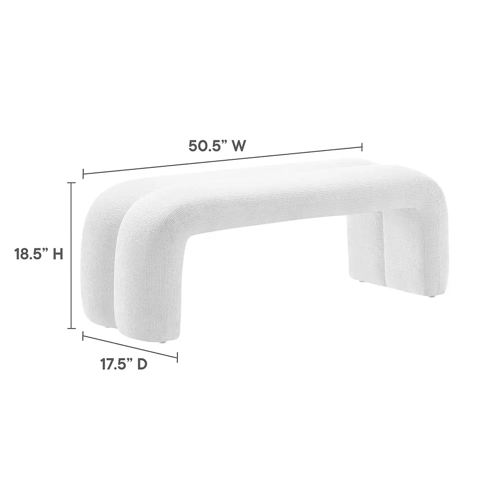 Thumbnail: Dax 50.5" Chenille Upholstered Accent Bench in Frost