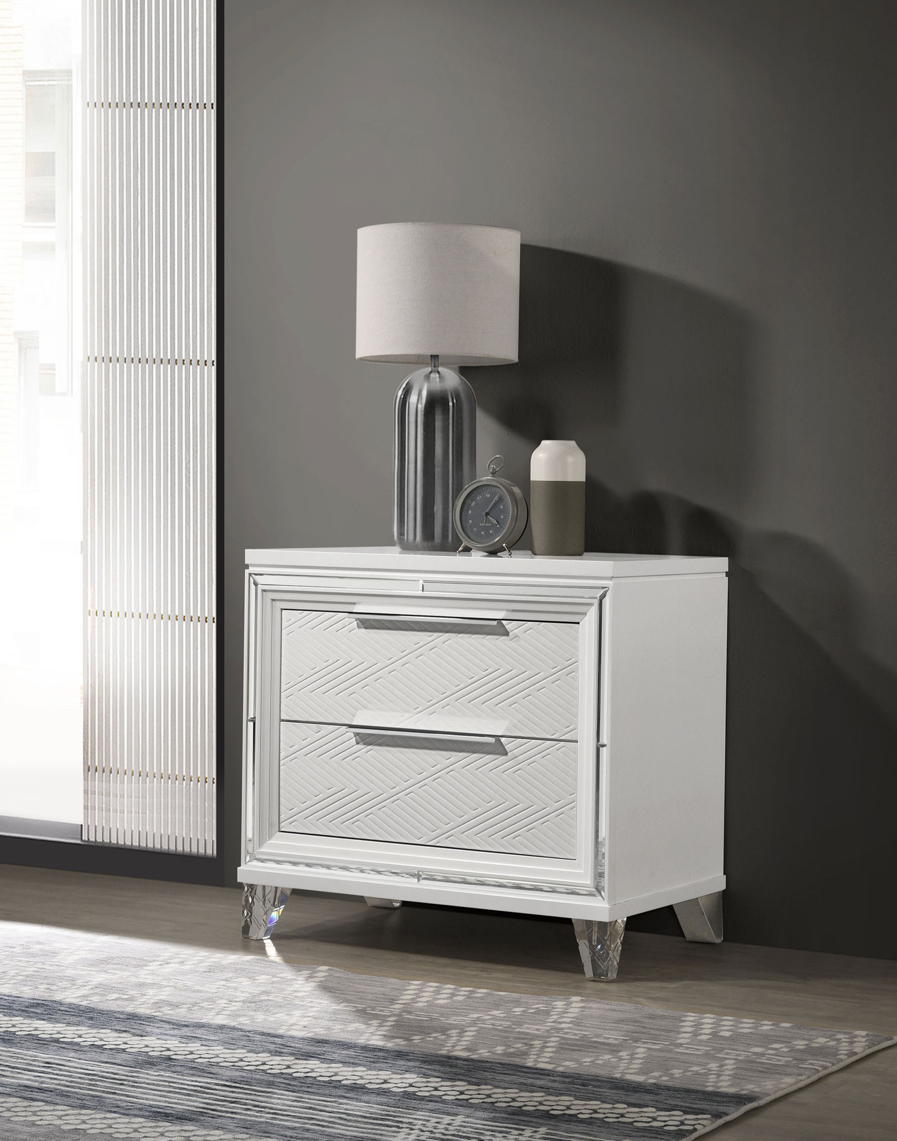 Marmore 2-Drawer Nightstand – White