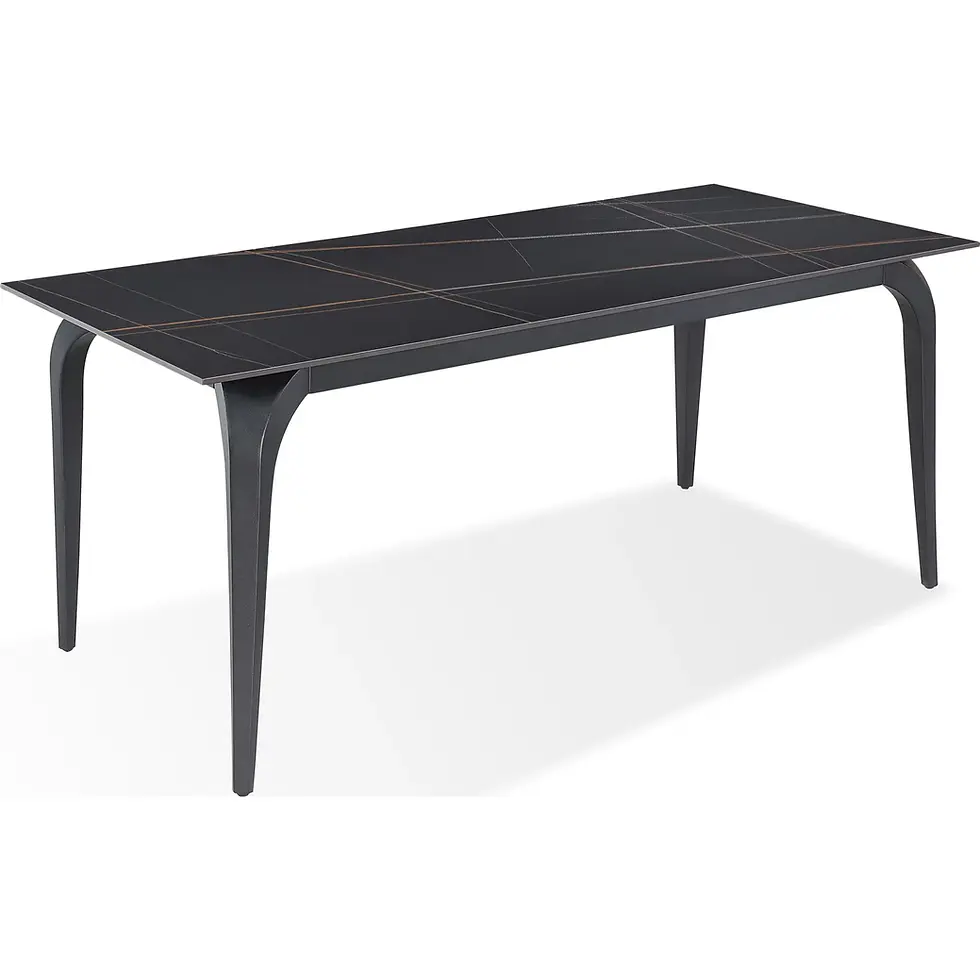 Miniatura: Nicoya Stone Top Rectangular Dining Table in Black Stone and Black Metal