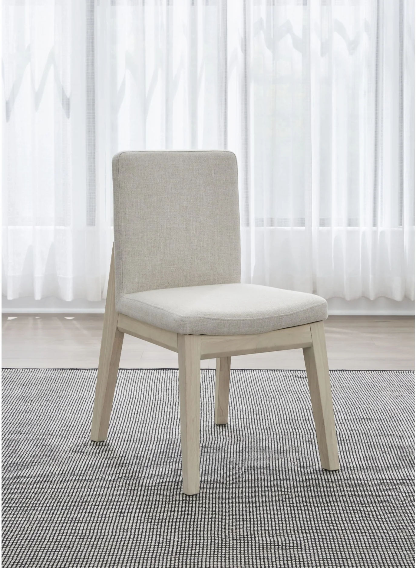 Liv Solid Wood Dining Chair in White Sand and Brun Boucle