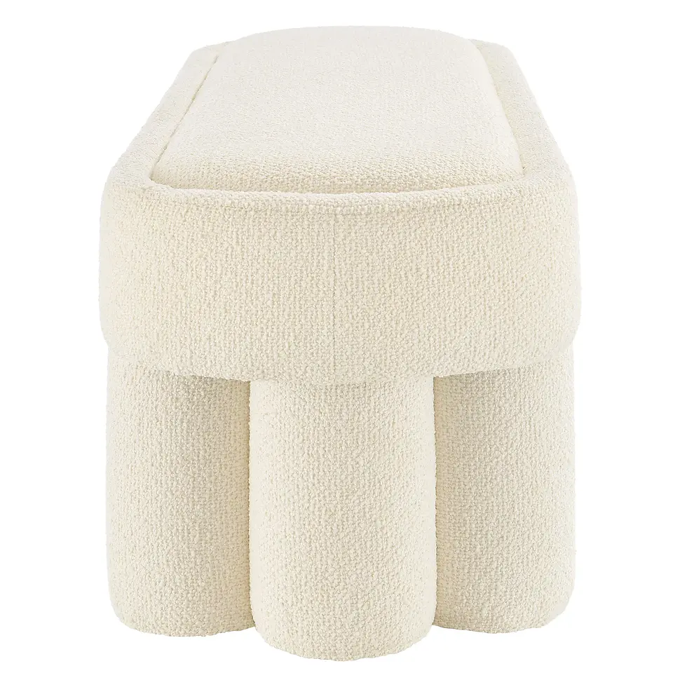 Thumbnail: Mossi 52-Inch Oval Boucle Fabric Bench in Cream
