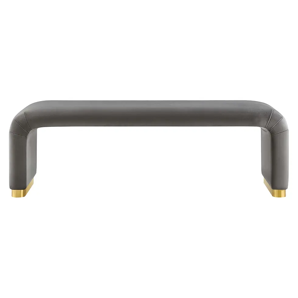 Miniatura: Koda Performance Velvet Waterfall Long Bench in Brass Storm Gray
