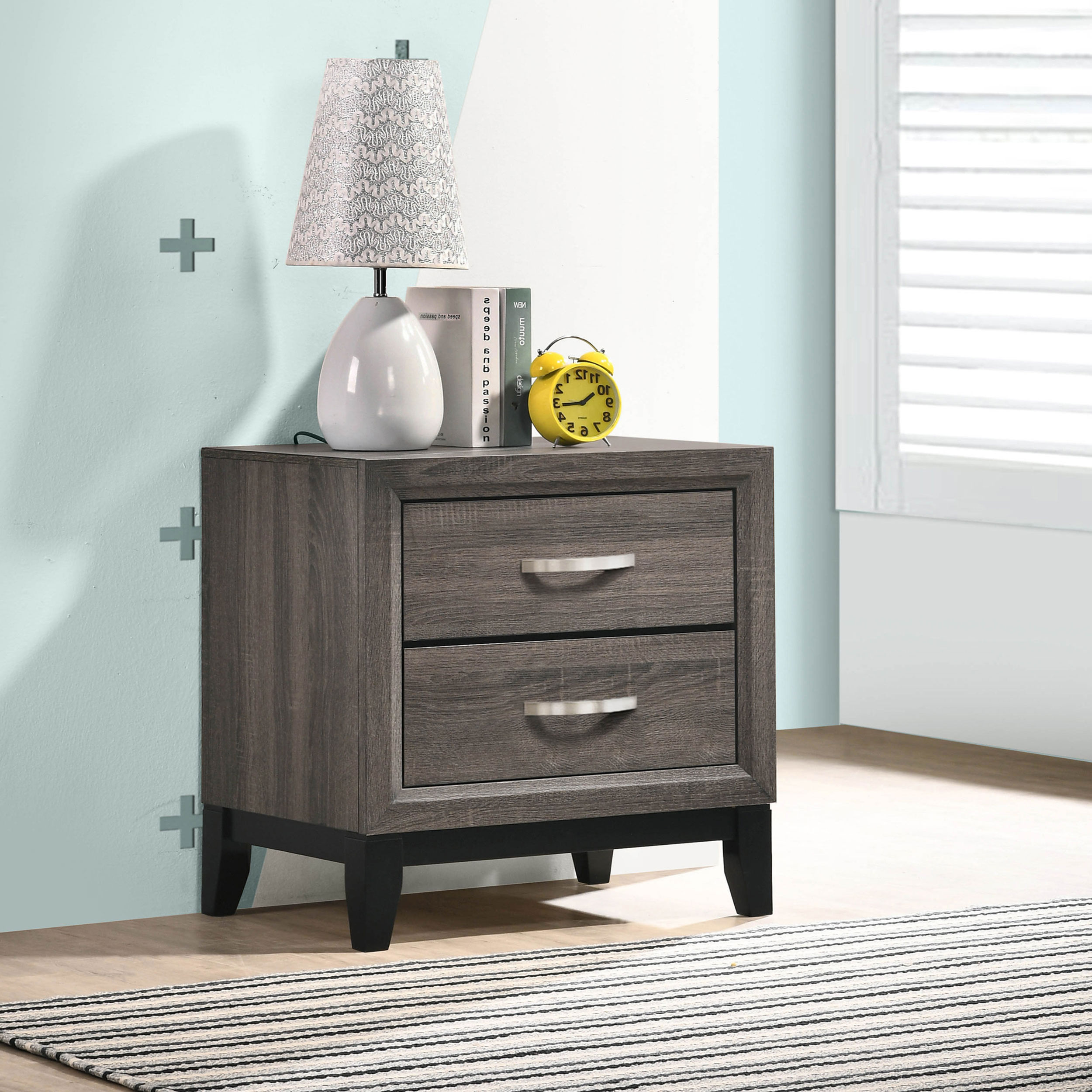 Watson 2-Drawer Nightstand – Grey Oak
