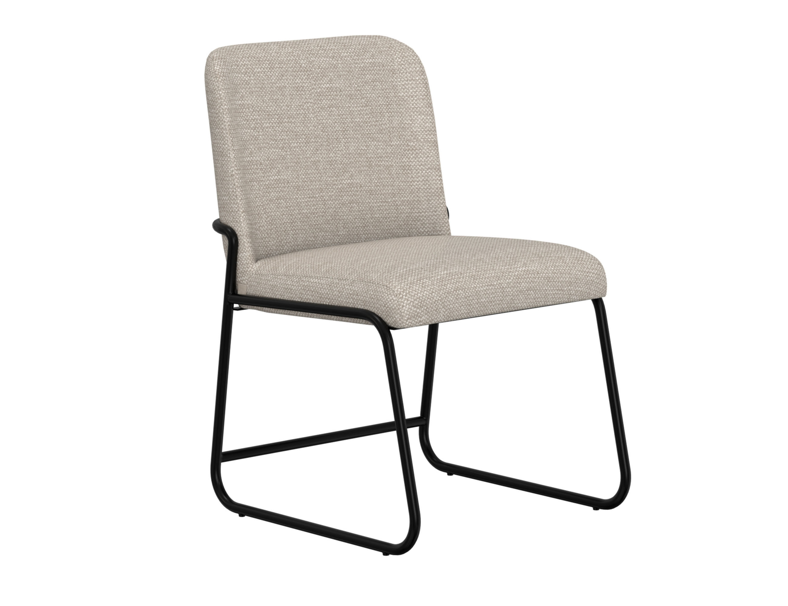 Wooden Frame & Metal Base, Upholstered Chair