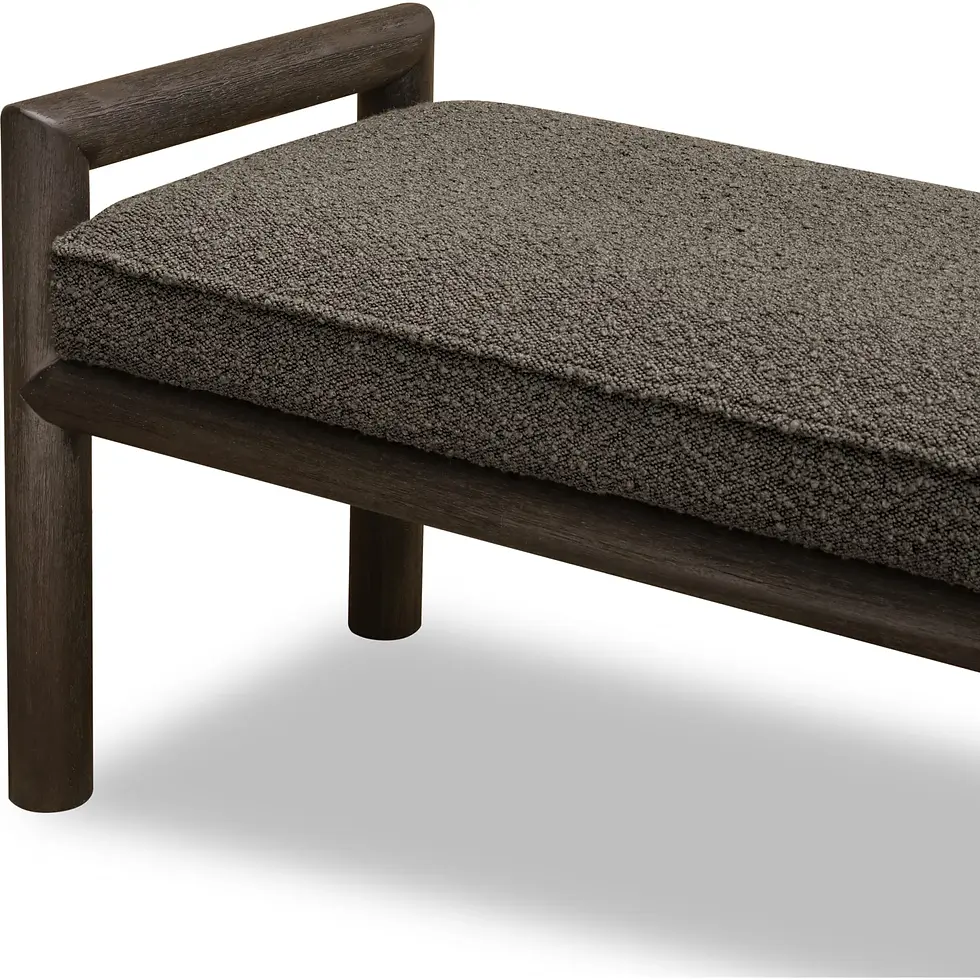 Thumbnail: Dorsey Boucle Upholstered Wooden Bench in Basalt Grey and Pumpernickel