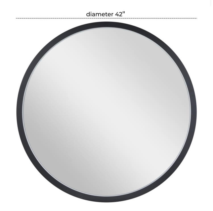 Miniatura: Black Wooden Room Wall Mirror with Thin Frame, 42" x 2" x 42"