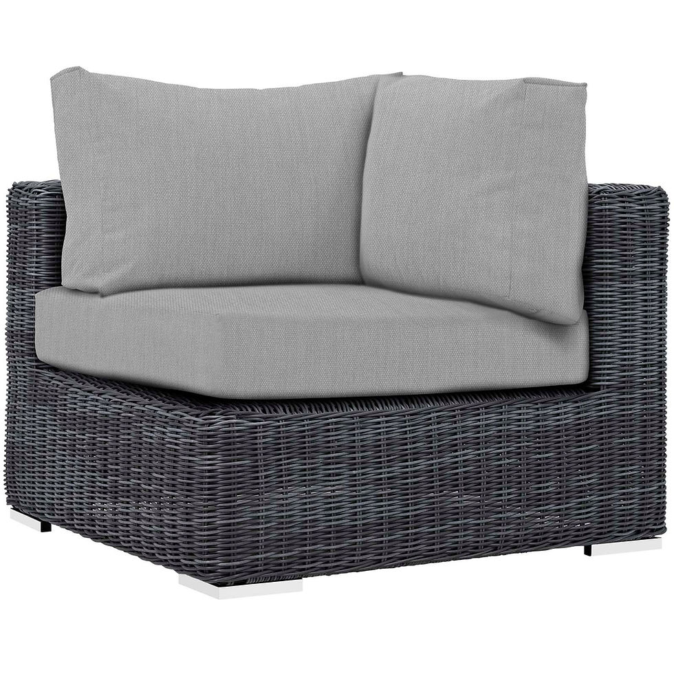 Thumbnail: Summon 5 Piece Outdoor Patio Sunbrella® Sectional Set in Canvas Gray