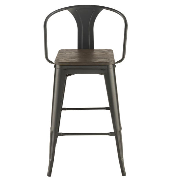 Coaster Cavalier Metal Bar Chair – Dark Elm & Matte Black