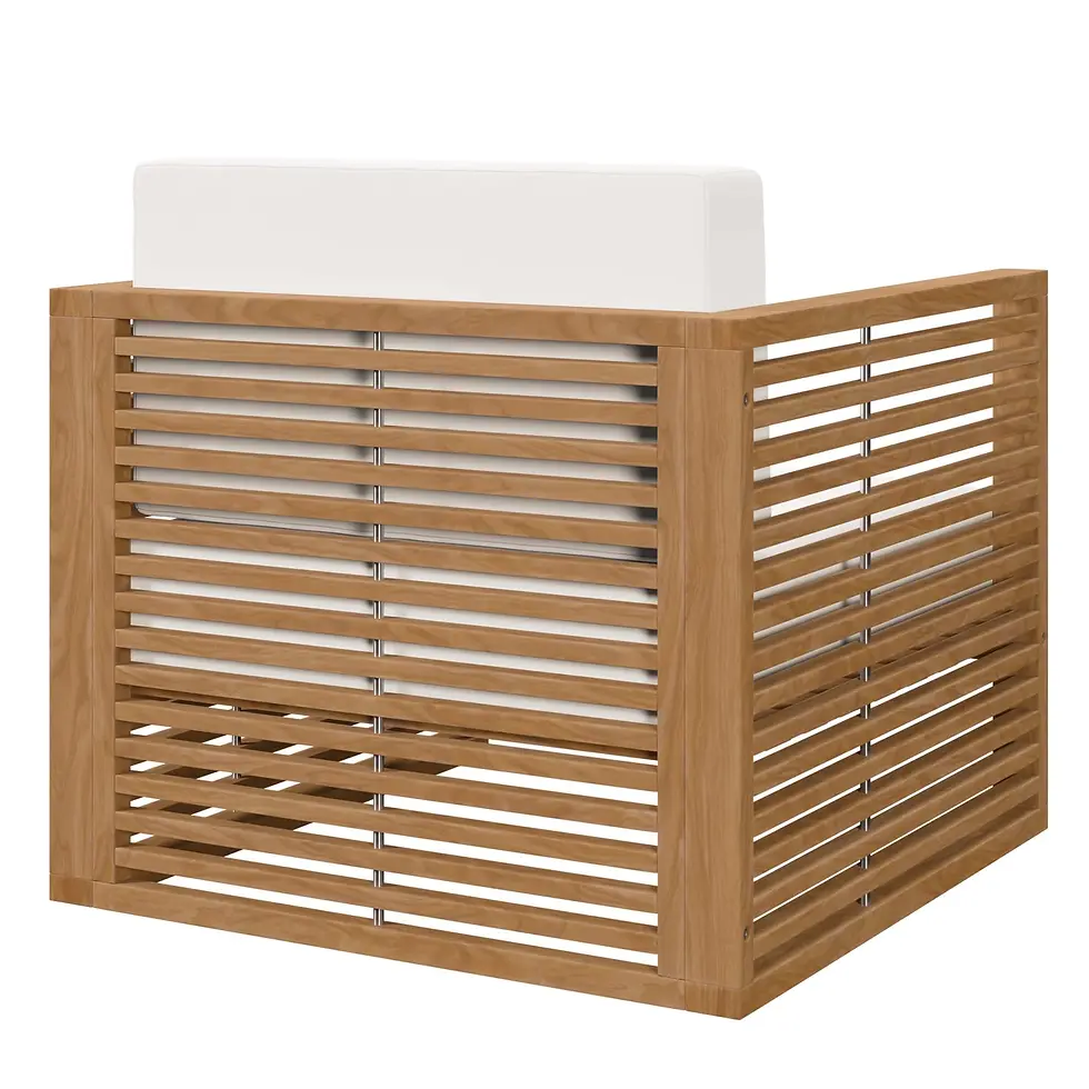 Miniatura: Carlsbad 3-Piece Teak Wood Outdoor Patio Set in Natural White