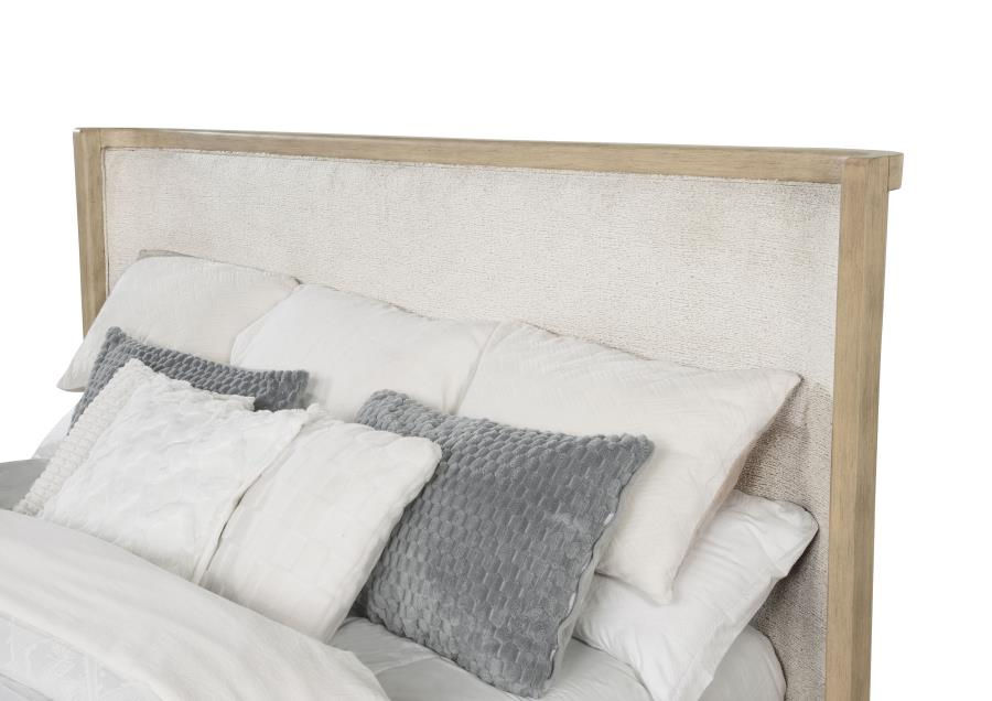 Thumbnail: Kailani 52-inch Eastern King Wingback Bed Beige Oak