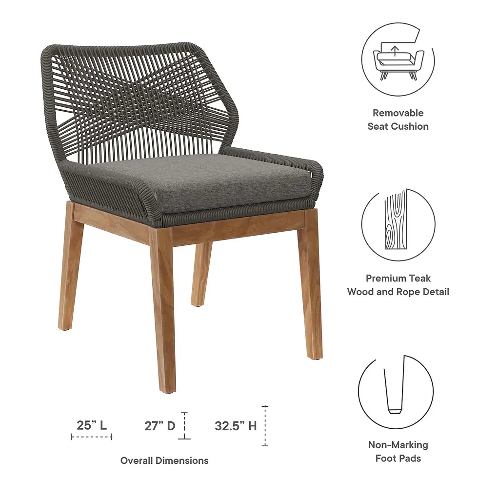 Miniatura: Wellspring Outdoor Patio Teak Wood Dining Chair