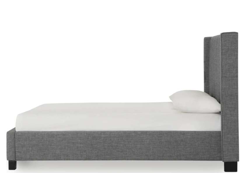 Thumbnail: Palermo Upholstered Wingback Platform Bed in Dark Stone