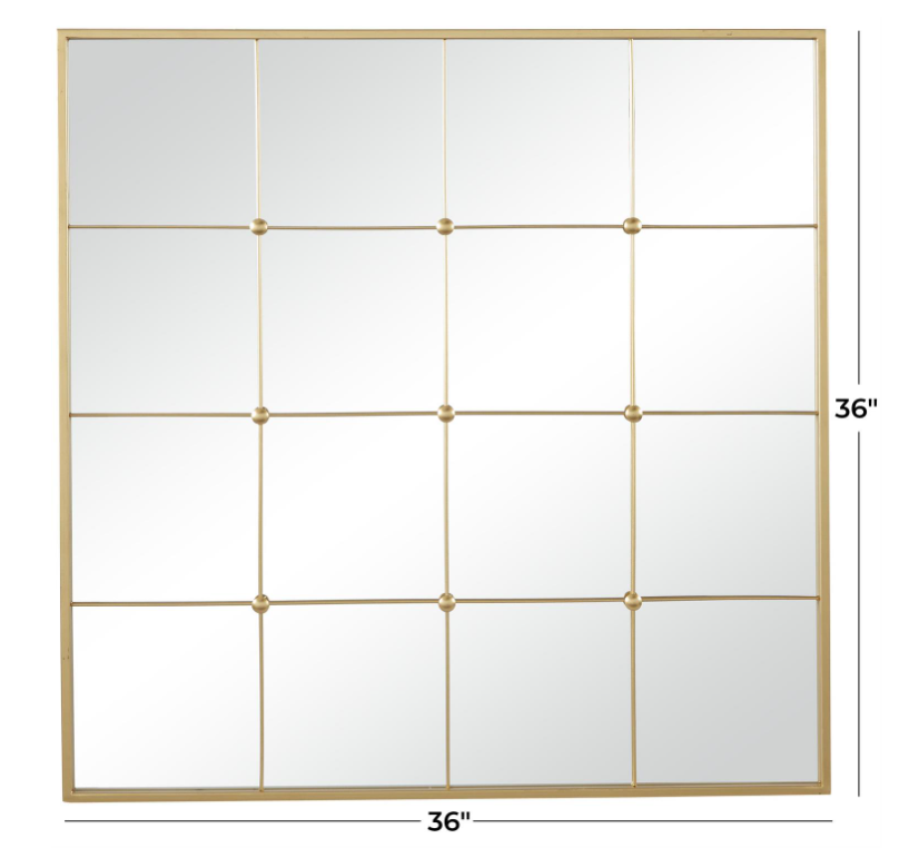 Miniatura: Gold Metal Window Pane Inspired Room Wall Mirror