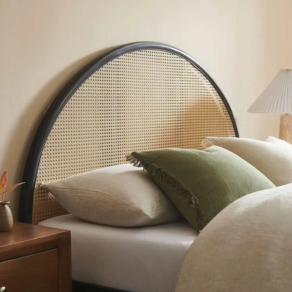 Thumbnail: Odette Queen Arched Rattan Cane Platform Bed