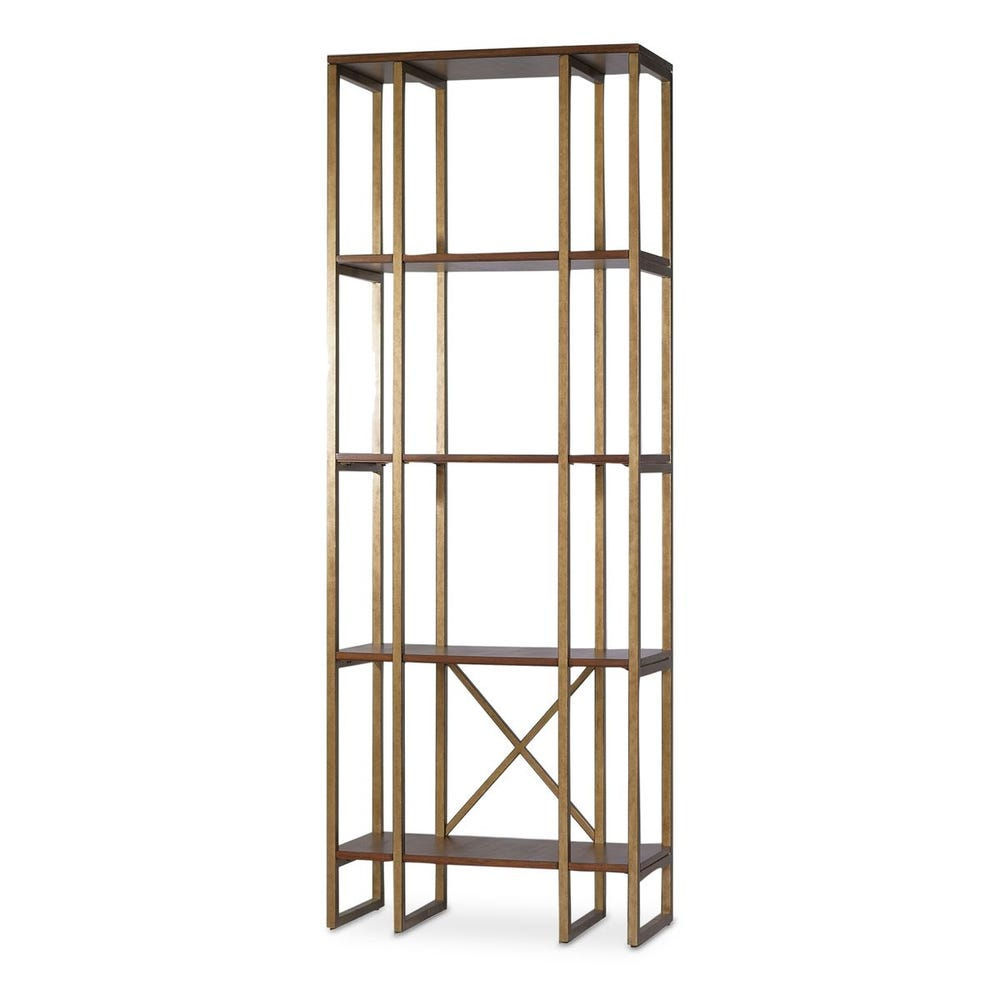 Karishma Etagere – Antique Gold & Dark Walnut