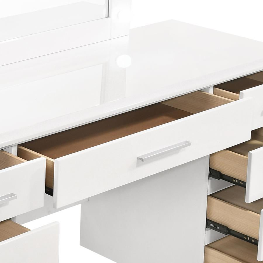 Miniatura: Felicity 9-drawer Vanity Table Lighted Mirror Glossy White