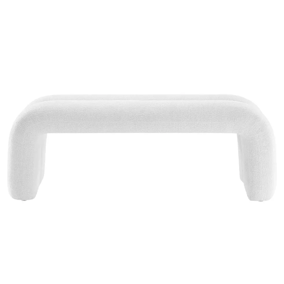 Thumbnail: Dax 50.5" Chenille Upholstered Accent Bench in Frost