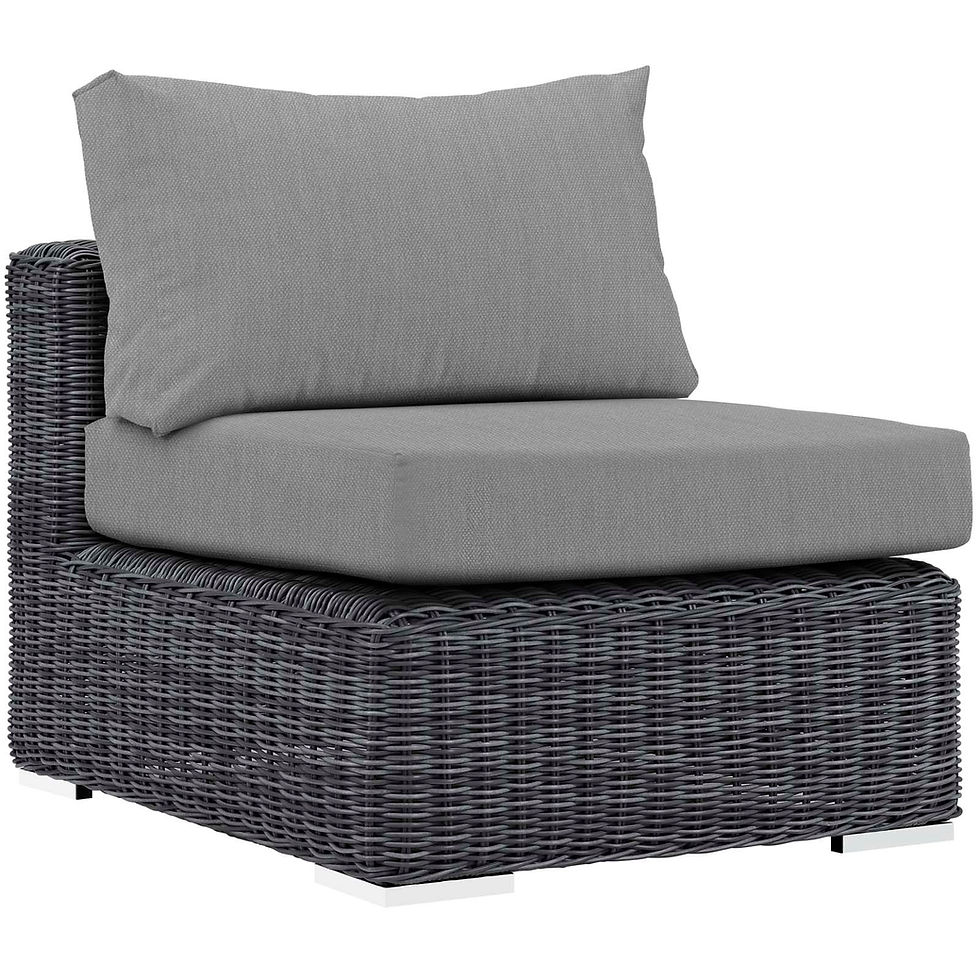 Thumbnail: Summon 5 Piece Outdoor Patio Sunbrella® Sectional Set in Canvas Gray