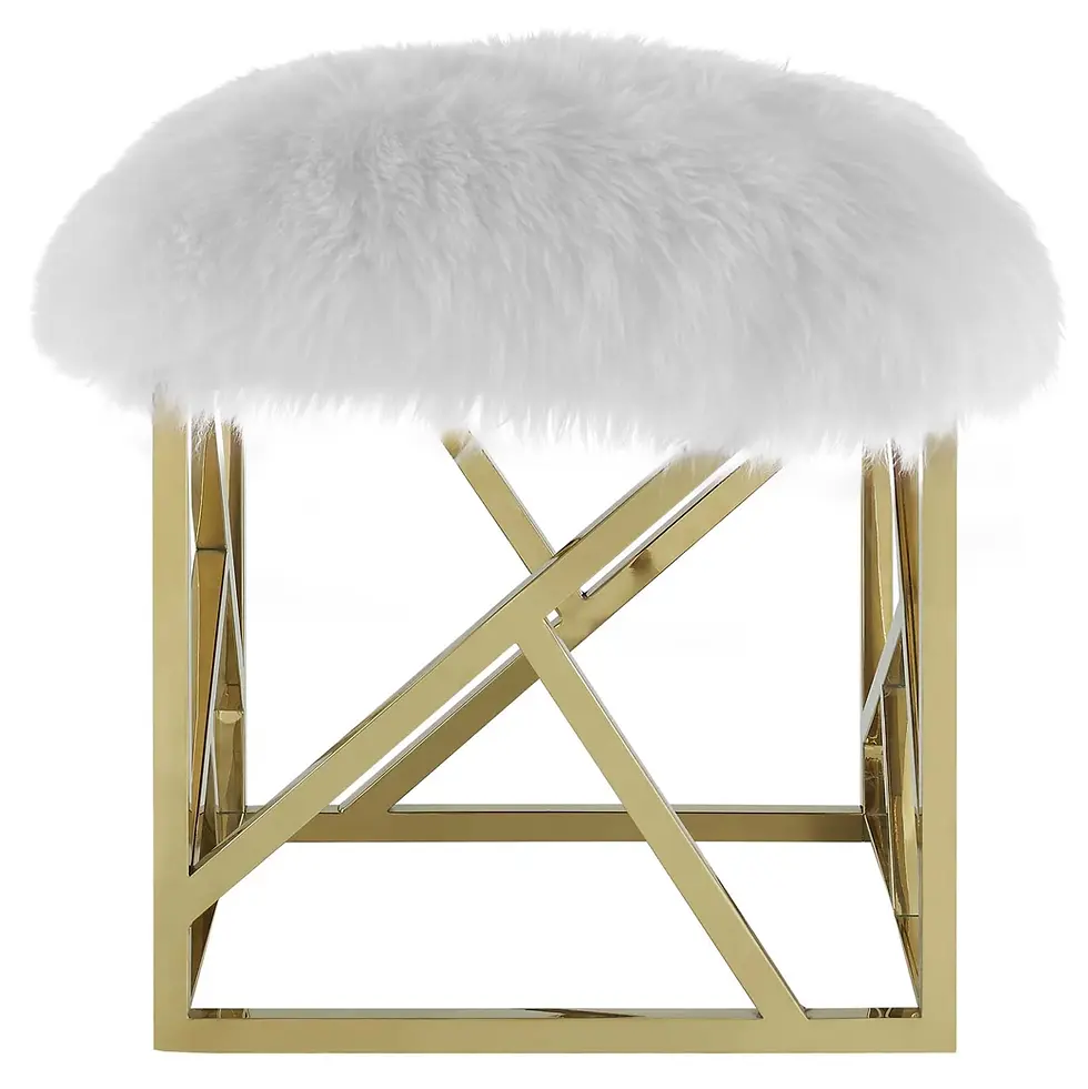 Miniatura: Intersperse Sheepskin Ottoman in Gold White